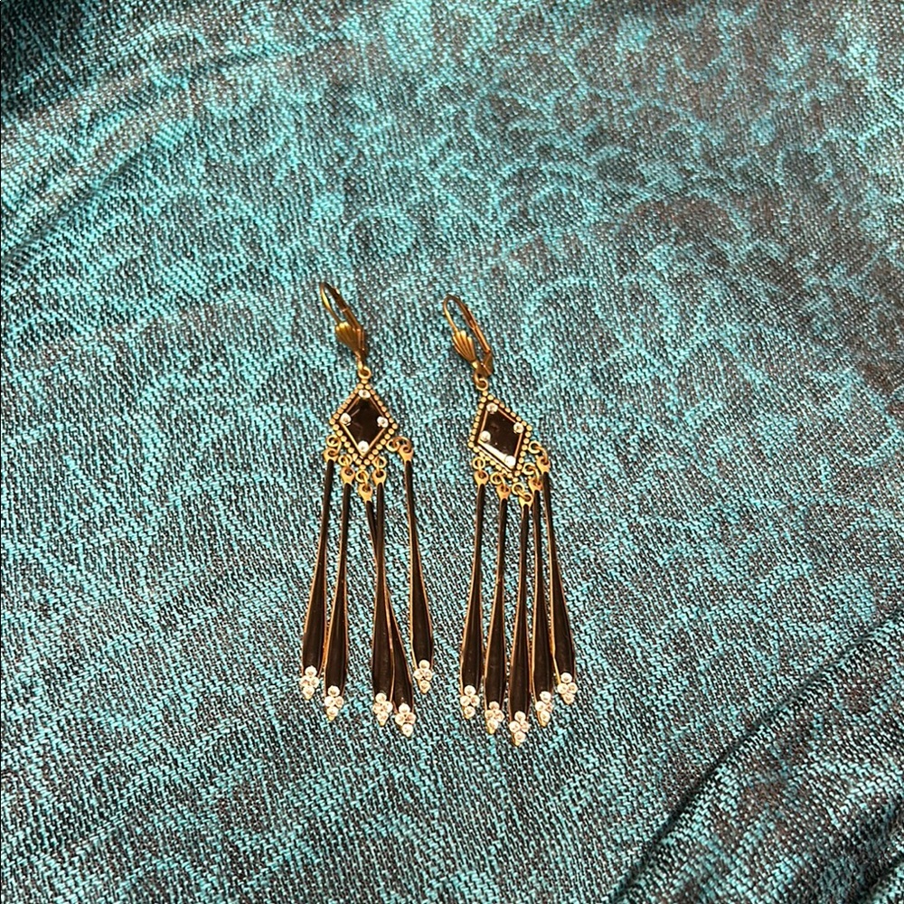 Elegant Gold and Black Dangle Earrings